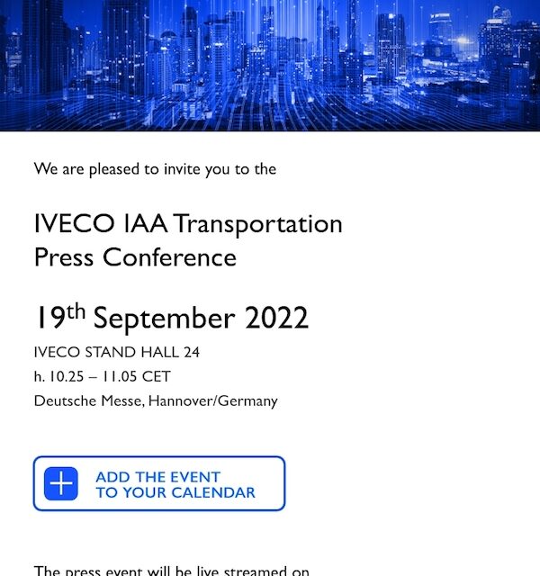 IVECO IAA Transportation Press Conference on the 19th September 2022 in Hannover, Germany