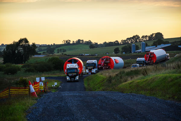 COLLETT TRANSPORT SUCCESSFULLY DELIVERS WIND TURBINE COMPONENTS FOR DRUMLINS PARK WIND FARM PROJECT IN IRELAND