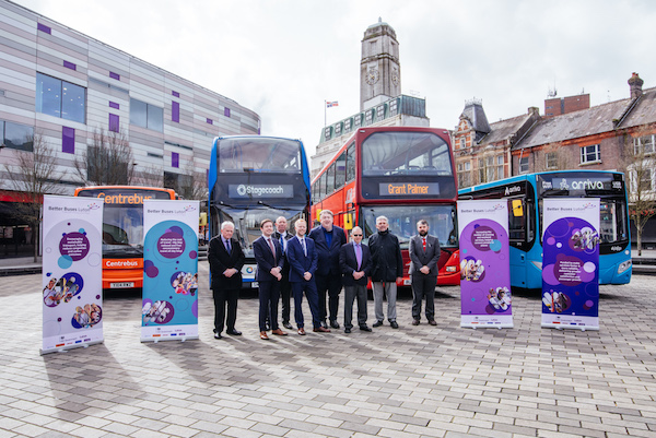 Luton bus operators and officials gather to promote the value of bus travel in the town